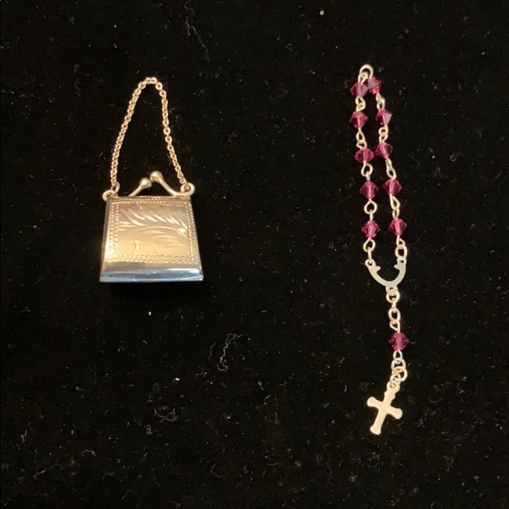 Mini handmade rosary with mini purse